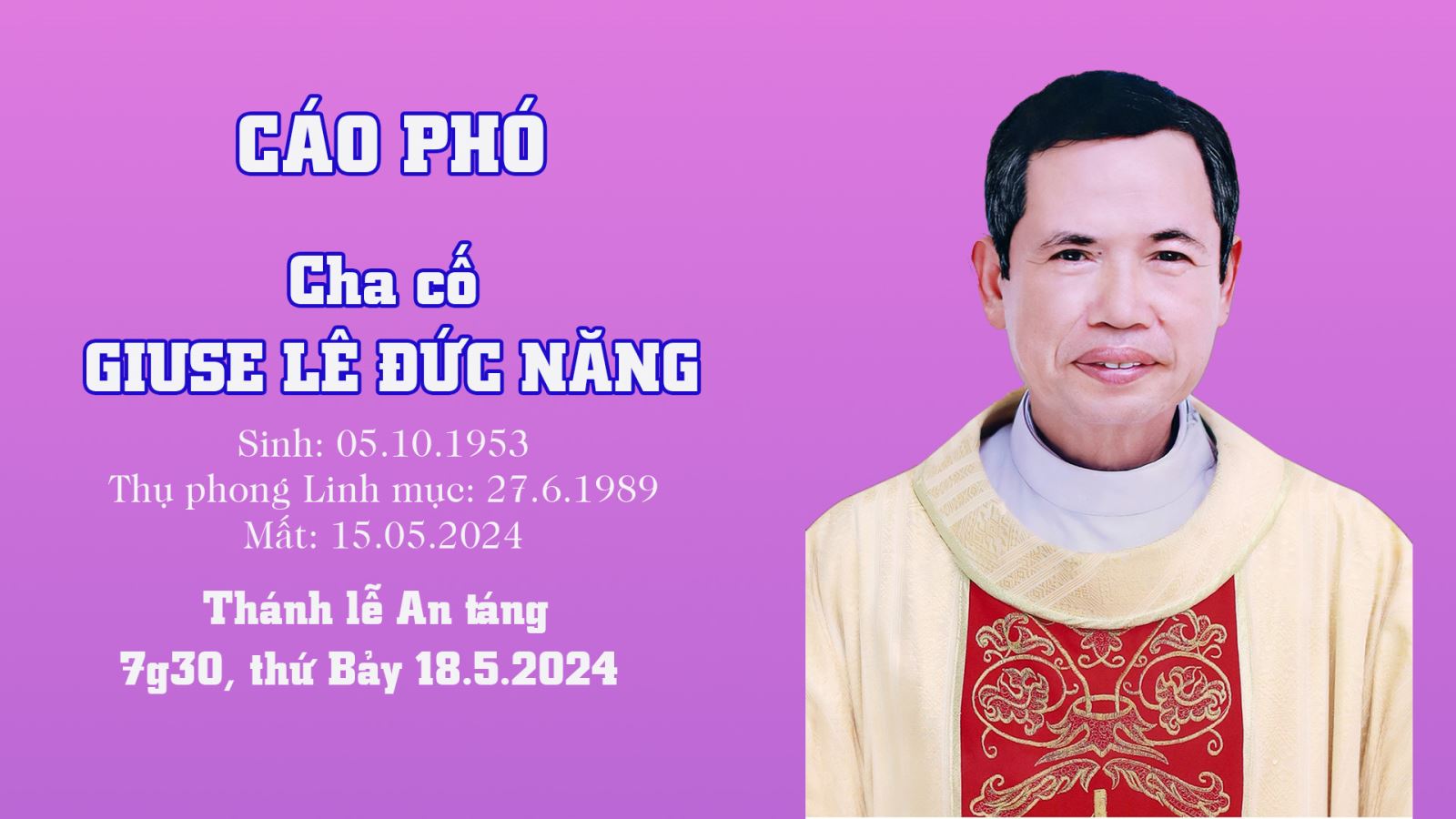 Lm Lê Đức Năng mới qua đời tại Phát Diệm
